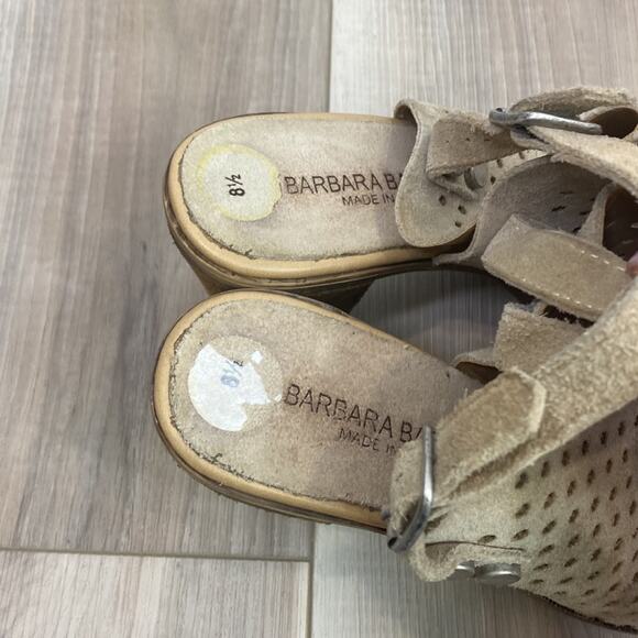 Barbara Barbieri tan perforated tan open toe heels size 8.5 - Picture 6 of 7